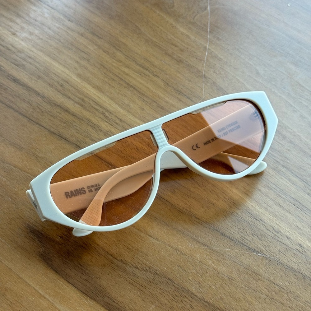 Rains Cream Sunglasses with Orange Lenses. New.